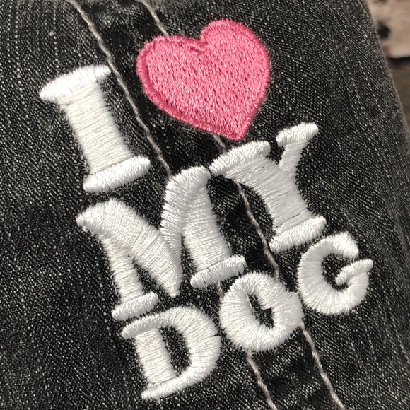 "I 💗 My Dog" Embroidered & Distressed Trucker Cap - Picture 2 of 7